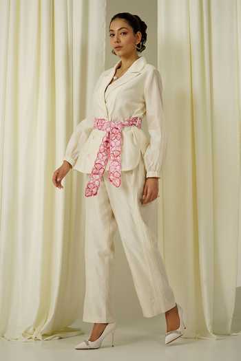 Sakshi Khetterpal Chanderi Double Breasted Blazer Set 