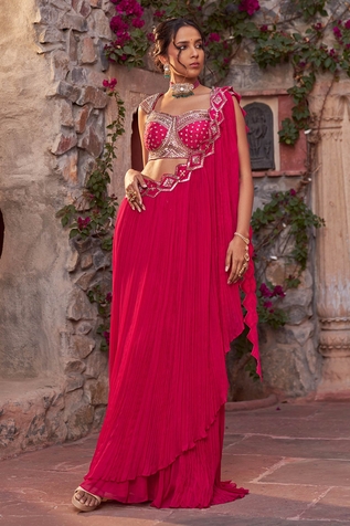 Nidhika Shekhar Utsav Pre-Draped Saree With Blouse