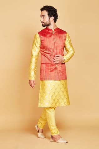 Stripe Pattern Bundi And Kurta Set 