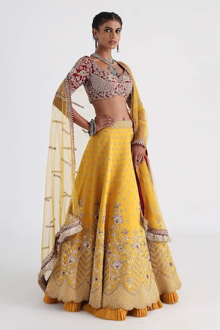 Smriti by Anju Agarwal Miriam Hand Embroidered Bridal Lehenga Set 