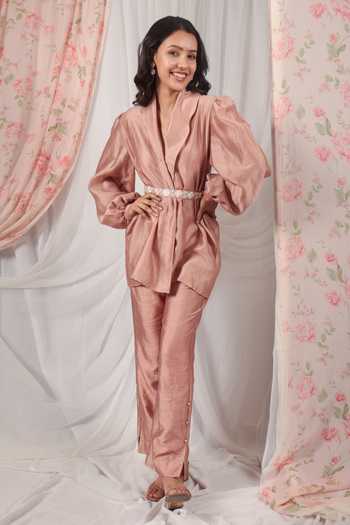 HOUSE OF TA-YA Puffed Sleeve Jacket & Pant Set 