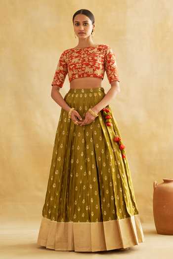Taisha Woven Lehenga & Embroidered Blouse Set 