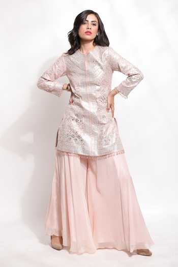 Sonali Gupta Silk Mirror Embroidered Kurta & Palazzo Set 