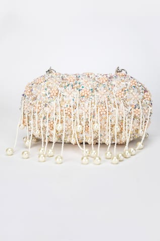 EENA Aria Silk Embellished Clutch 