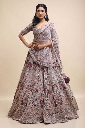 Kalighata Raw Silk Mughal Embellished Bridal Lehenga Set 