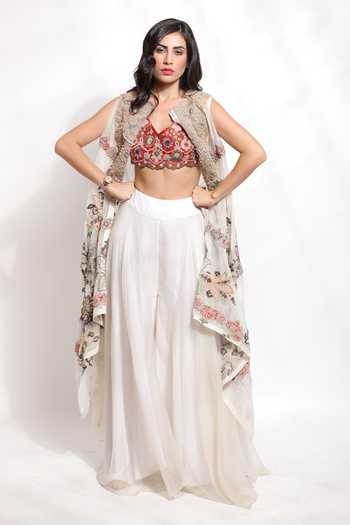 Sonali Gupta Mughal Embroidered Cape Palazzo Set 