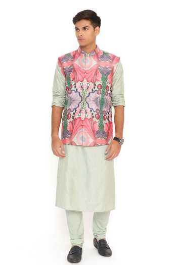 PS Men By Payal Singhal Enchanted Print Bundi Kurta Set 