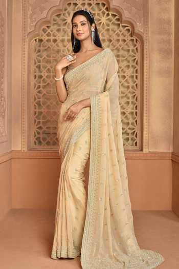 Kalighata Charvi Organza Embroidered Saree With Blouse 