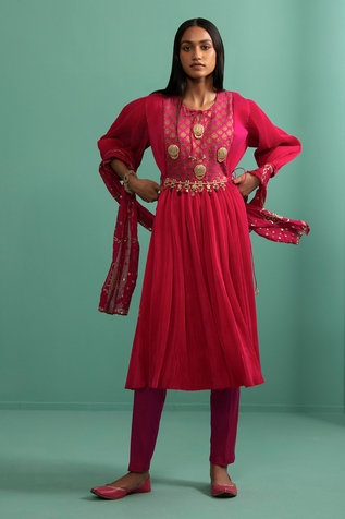 5Elements Yoke Embellished Anarkali & Pant Set