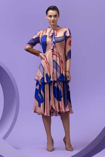 Nautanky Artistic Print Double-Layered Dress 