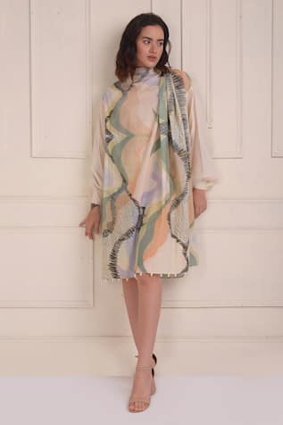 Shwetanga Abstract Print Draped Dress 