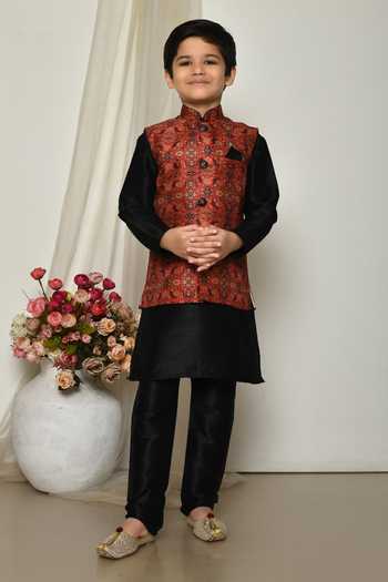 Petite Pomme Mughal Floral Print Jacket Kurta Set 