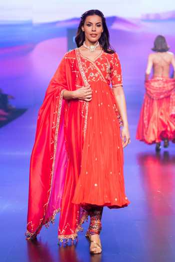 Punit Balana Surkh Laal Hand Embroidered Angrakha Set 