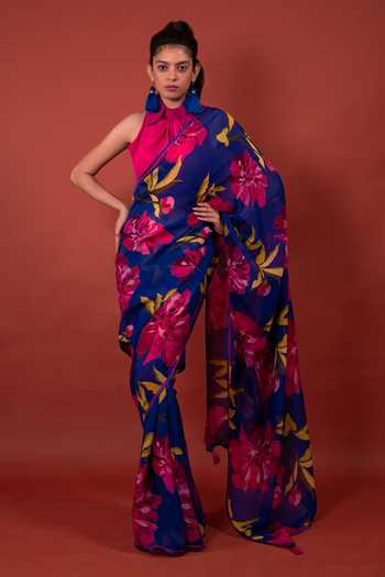 Rimi Nayak Organza Chrysanthemum Floral Print Saree 