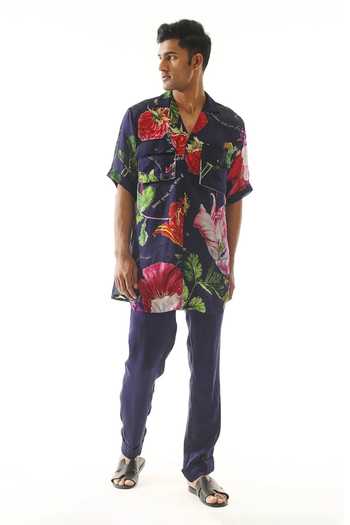 Mahima Mahajan Floral Bloom & Language Print Shirt With Pant 