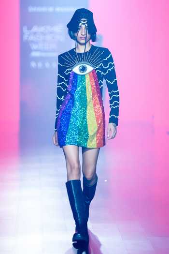 Shahin Mannan Eye & Rainbow Embroidered Dress 