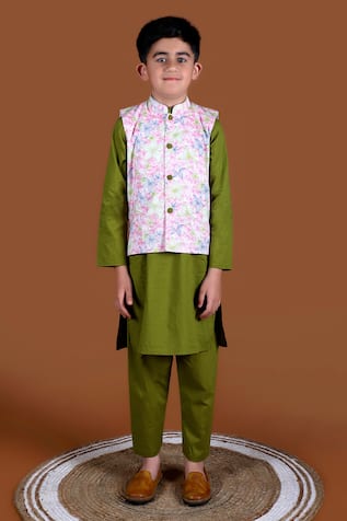 Kalp Floral Printed Bundi & Kurta Set 