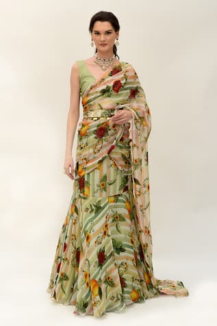 Elena Silk Organza Lehenga Saree With Blouse 