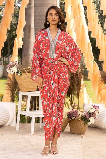 Chhavvi Aggarwal Floral Print Draped Dress 
