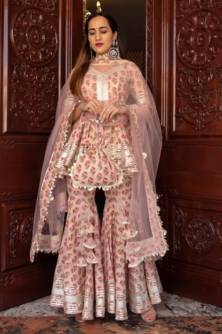 POMCHA JAIPUR Printed Kurta Sharara Set