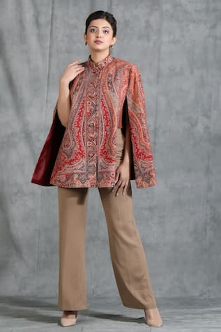 DUSALA Paisley Pattern Slit Sleeves Jacket 