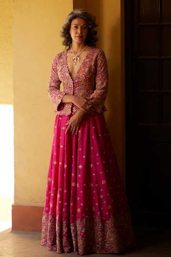 Mrunalini Rao Zardozi Embroidered Jacket Lehenga Set 