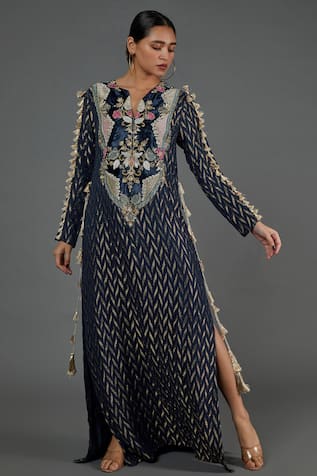 Ikat Pattern Banarasi Kaftan 