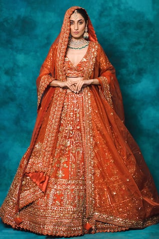 Embroidered Slub Silk Zeel Clothing Women's Orange Wedding Lehenga Choli  New Letest designs, Size: Free Size at Rs 3000 in Surat