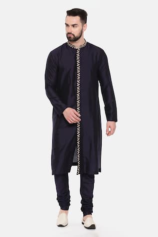 Embroidered Placket Kurta Set For Kids