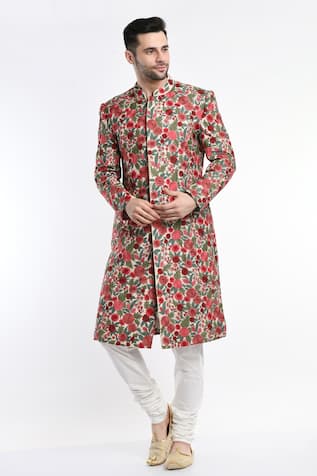 Floral Embroidered Sherwani Set 