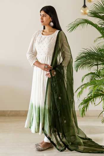Cupid Cotton Yoke Embroidered Anarkali Set 