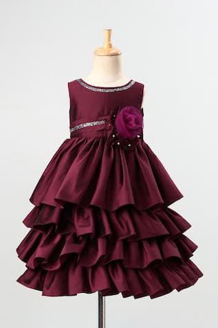 Buy Purple Taffeta Layered Frock For Girls by Pinkcow designs pvt ltd  Online at Aza Fashions.