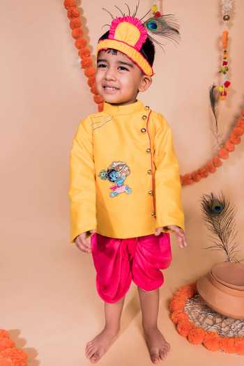 Toplove Krishna Embroidered Kurta & Dhoti Pant Set 