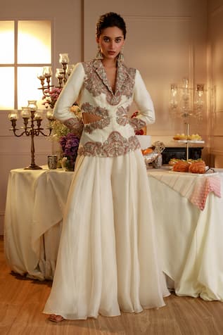 Nehha Nhata Hand Embroidered Blazer & Sharara Set 