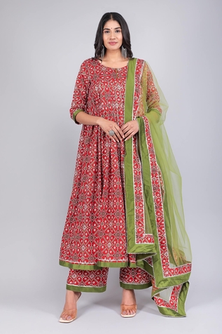 POMCHA JAIPUR Patola Print Anarkali Palazzo Set