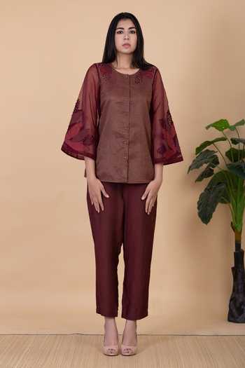 Chambray & Co. Daliah Stripe Pattern Shirt & Pant Set 