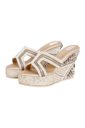 Fuchsia by aashaka mehta Twilight Embroidered Platform Wedges 