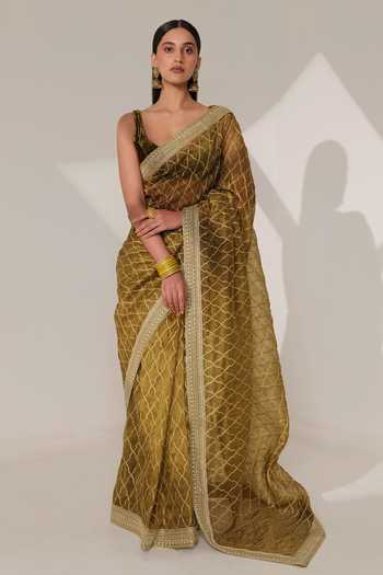 Taisha Jaal Embroidered Saree With Blouse 