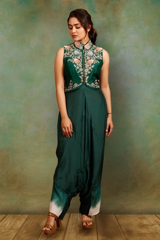 Garo Embroidered Short Jacket & Pant Set