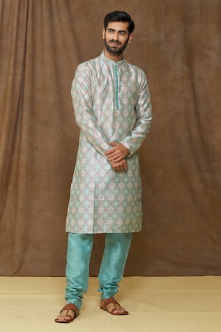 Buy Green Mehndi Kurta Pyjama Online