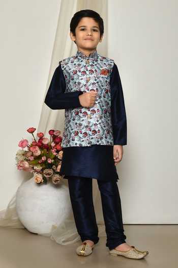Petite Pomme Bright Floral Print Jacket Kurta Set 