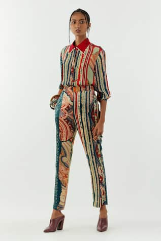 ASEEM KAPOOR Atri Stripe Print Shirt & Trouser Set 