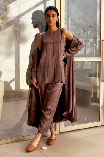 Dot Striped Jacket With Kurta Set 