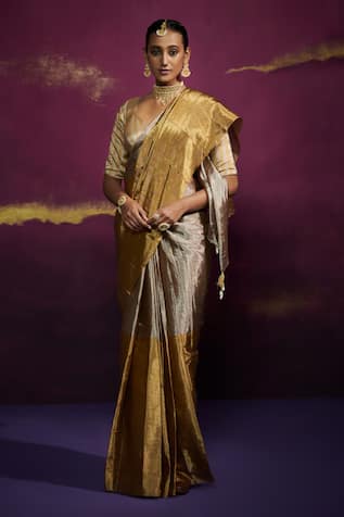 Shop Gold designer Saree Blouses for Women Online | Aza Fashions