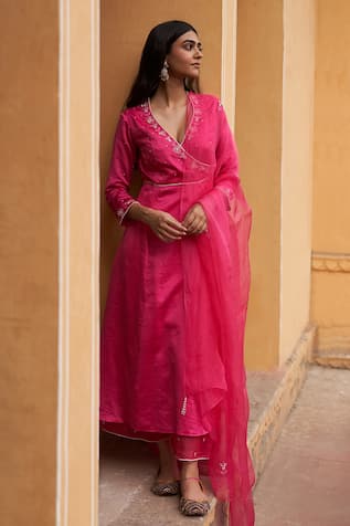 Zoon Chanderi Angrakha Anarkali Pant Set 