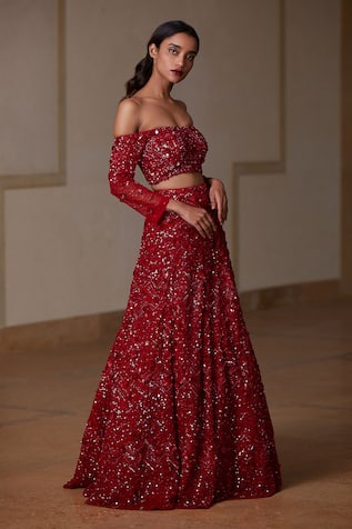 Nadine Dhody Sophia Off Shoulder Blouse & Lehenga Set 