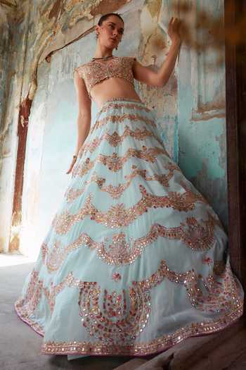 Tamanna Punjabi Kapoor Floral Resham Embroidered Lehenga Set 