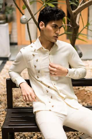 Vaani Beswal Umair Embroidered Handwoven Cotton Shirt 