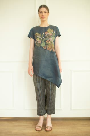 Floral Applique Short Tunic & Pant Set 
