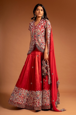 Sejal Kamdar Placement Floral Embellished Lehenga & Koti Jacket Set
